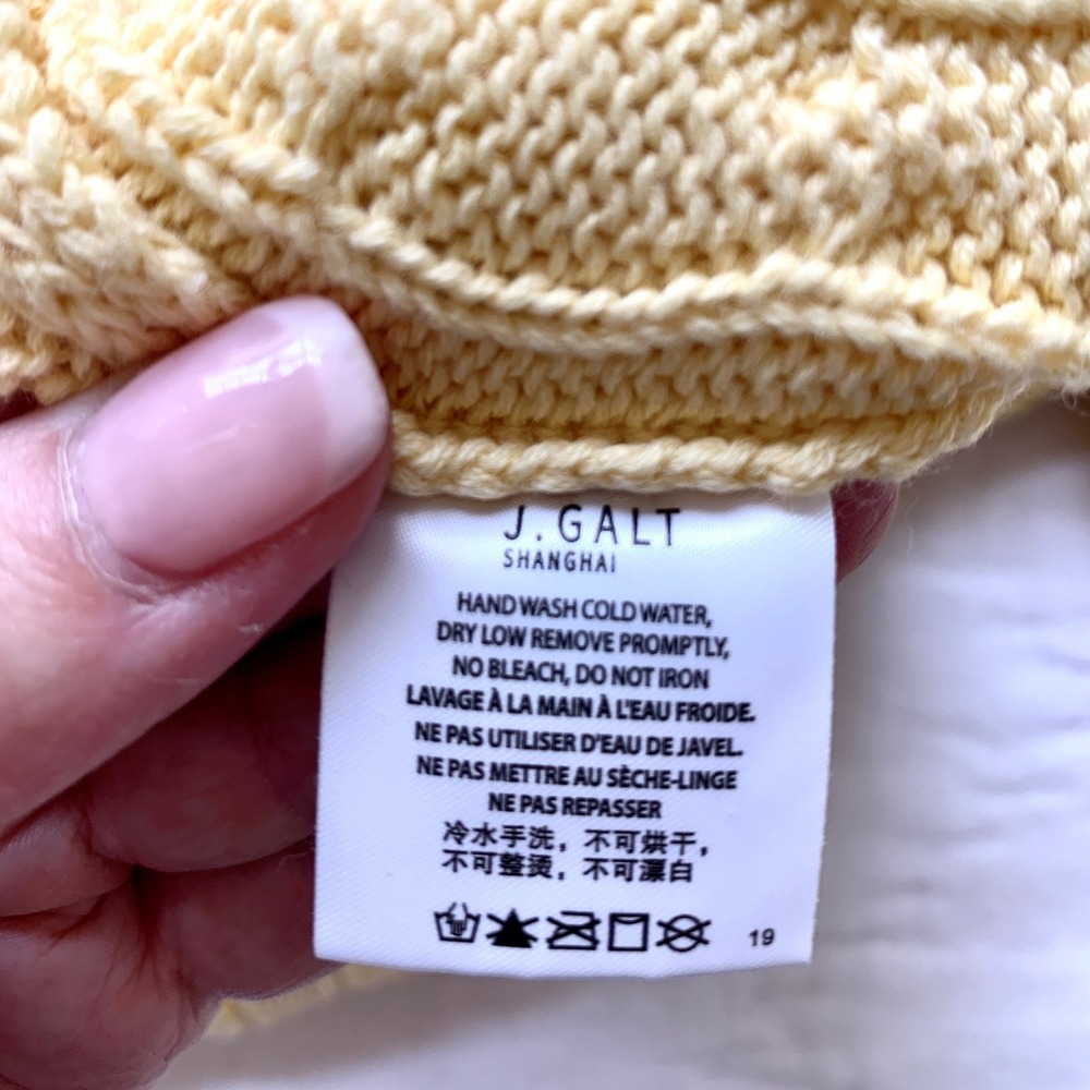 John Galt California Cable Knit Sweater Pale Lemon Yellow Crew Neck / One Size - Picture 12 of 14